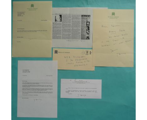 Rt Hon Tony Benn MP: two letters on Commons stationary, one typed one handwritten, both signed and another typed dated 16 May