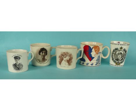 Princess Mary: mugs for 1925 and 1929 visits and hospital openings and a Grimwades mug for 1925 visit to Benoni by Prince of 