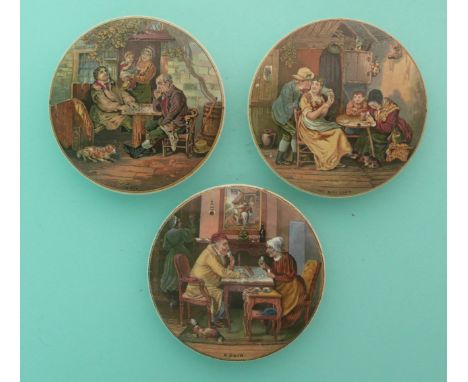 A Pair (252) The Best Card (254) and A Fix (256) (3)(Staffordshire, pot lid, potlid, Prattware)