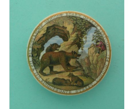 Bear Hunting (4)(Staffordshire, pot lid, potlid, Prattware)