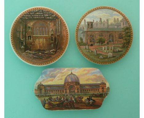 Chapel Royal (198) The Choir of the Chapel Royal (199) and Alexandra Palace (200) (3)(Staffordshire, pot lid, potlid, Prattwa