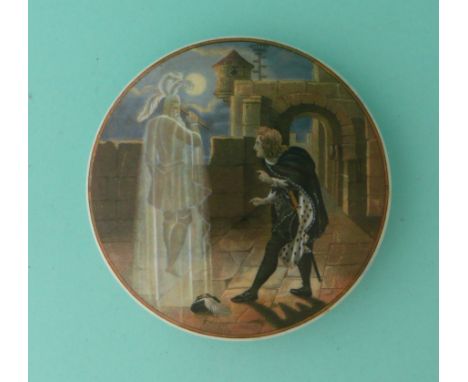 Hamlet and His Father’s Ghost (231)(Staffordshire, pot lid, potlid, Prattware)