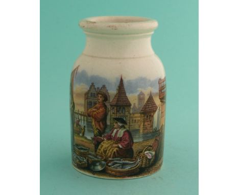 Continental Fish Market (71)(Staffordshire, pot lid, potlid, Prattware)