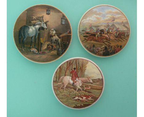 Country Quarters (273) A Race or Derby Day (9257) and Master of the Hounds (247) (3)(Staffordshire, pot lid, potlid, Prattwar