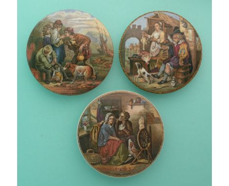 Lend a Bite (317) The Poultry Woman (349) and Persuasion (353) (3)(Staffordshire, pot lid, potlid, Prattware)