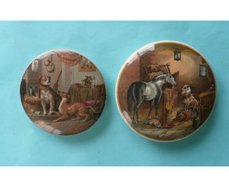 Contrast (266) and Country Quarters (273) (2)(Staffordshire, pot lid, potlid, Prattware)