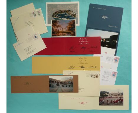 Prince Rainier of Monaco: nine various Christmas cards with printed signatures and two others with printed signatures includi