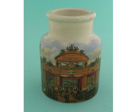 Reception of HRH Prince of Wales at London Bridge (96) squat jar, restoration to underside(Staffordshire, pot lid, potlid, Pr