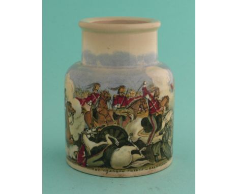 The Dragoon Charge, Balaklava (77) rim restored(Staffordshire, pot lid, potlid, Prattware)