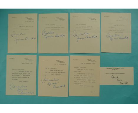 Clementine Spencer-Churchill (later Baroness): seven typed letters on Princess Gate headed stationary, dated between 4th Marc