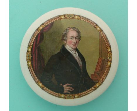 Sir Robert Peel (170) white border(Staffordshire, pot lid, potlid, Prattware)