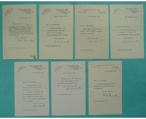 Rt Hon Harold Macmillan MP: an archive of seven typed letters spanning the years 22nd September 1969 to 22nd October 1980 on 
