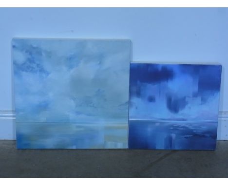 Two oils on canvas by unknown artist one entitled In Praise of Light No 22 and In Praise of Light No 11 signed and entitled v