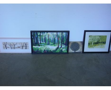 An oil on canvas by Carrie Ian entitled A New Day with original receipt for £180 verso, 30cm x 23cm, and oil on canvas by Sue