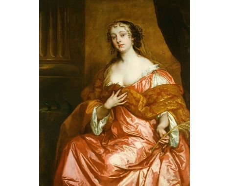 Print depicting portrait of La Belle Hamilton by Sir Peter Lely wood and gilt frame 460mm x 550mm