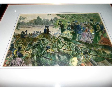 Lithograph Hyde Park Carriages gold frame 520mm x 460mm 