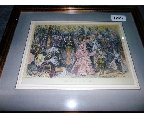 Lithograph Hyde Park in The Season gold frame 460mm x 380mm 