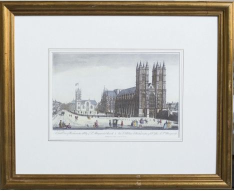 Colour lithograph A South View of Westminster Abbey and St Margaret's Church, London By: Thomas Bowles in a gilt frame, 58 x 