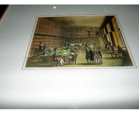 Lithograph The Library wood and gilt frame 510mm x 450mm 