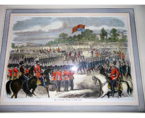 Lithograph Volunteer review in Hyde Park, London, United Kingdom, illustration from magazine Illustrated London News, volume 