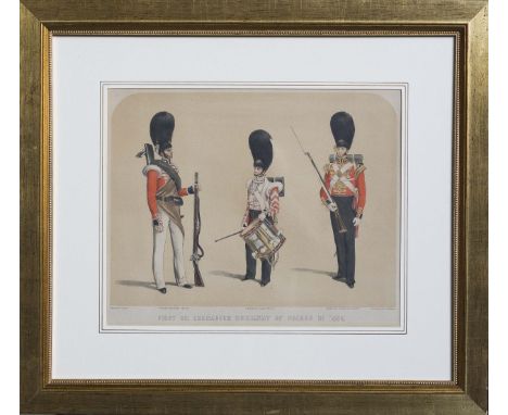 Print First or Grenadier Regiment of Guards in 1830 Printed by Johnston and Bessent drawn By B Claytondepicting two riflemen 