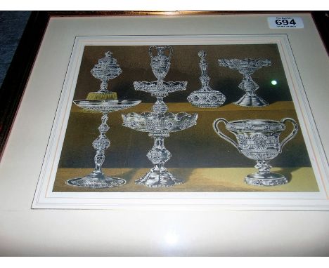 Lithograph silverware gold frame 470mm x 410mm 
