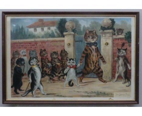 After Louis Wain (British, 1860-1939), 'The Naughty Puss', and ‘The Good Puss’, lithograph in colours, a pair, 45cm x 68cm, f