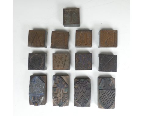 A small quantity of vintage Printing Blocks, inc. crests, approx 13. 