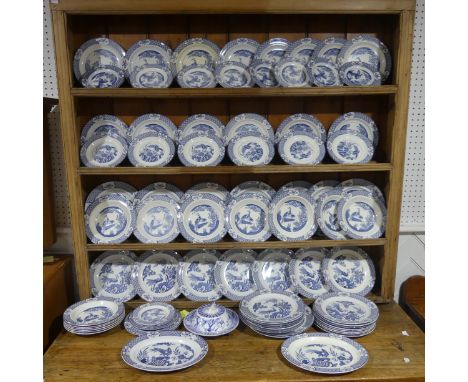 A quantity of Woods 'Yuan' pattern Tablewares, comprising fourteen Soup Plates, thirty Plates of vaying size, seven Side Plat