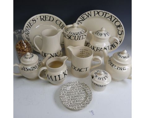 A quantity of Emma Bridgewater 'Toast &amp; Marmalade' Wares, to comprise a large Serving Dish, L 36cm, two Teapots, one Coff