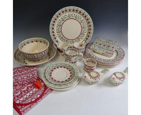 A quantity of Emma Bridgewater 'Joy' pattern Wares, comprising Pudding Basin D 19.5cm, a Fruit Bowl D 28cm and a large Servin