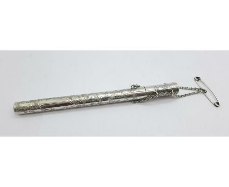 A silver thermometer case, Birmingham 1908 