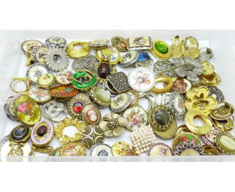 A collection of scarf clips 