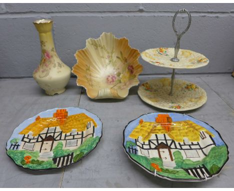 A box of misclellaneous Clarice Cliff and Carlton ware **PLEASE NOTE THIS LOT IS NOT ELIGIBLE FOR POSTING AND PACKING** 