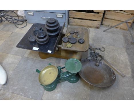 Two vintage sets of scales with weights 