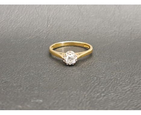 DIAMOND SOLITAIRE RINGthe round brilliant cut diamond approximately 0.25cts, on eighteen carat gold shank, ring size L and ap