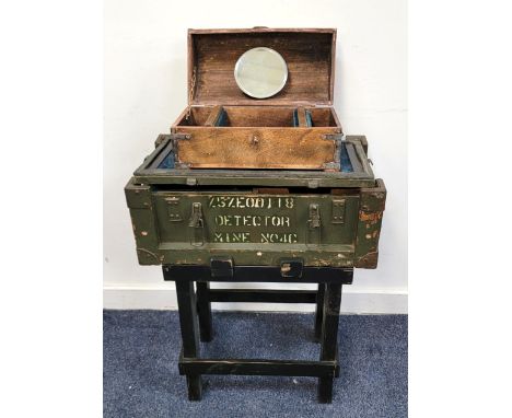 UPCYCLED VINTAGE MILITARY MINE DETECTOR BOXthe box marked 'Z5ZE00 118 Detector Mine No40' now with velvet lined interior and 
