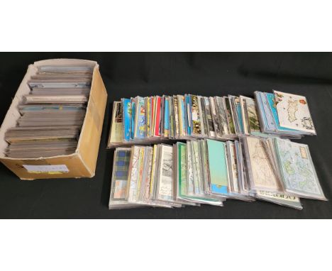 LARGE ASSORTMENT OF VINTAGE MAP POSTCARDSincluding various European countries and areas, Isle of Scilly, Jersey, Republic of 