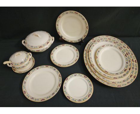 WEDGWOOD 'DOROTHY' DINNER SERVICEall in cream with floral decoration, comprising ten dinner plates, twelve appetizer plates, 