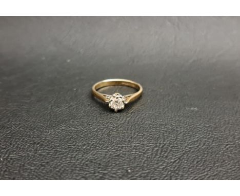 DIAMOND SOLITAIRE RINGthe round brilliant cut diamond approximately 0.25cts, on nine carat gold shank, ring size J and approx