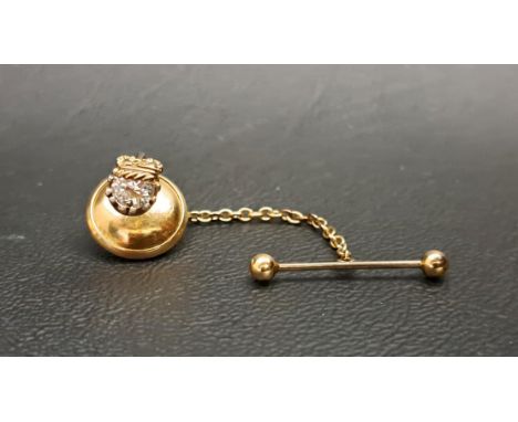 DIAMOND SET TIE STUDthe diamond approximately 0.3cts, in unmarked gold