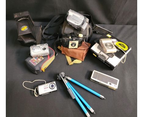 QUANTITY OF CAMERAS AND EQUIPMENTincluding Sony Handycam, Nikon Coolpix L16, Kodak brownie, etc.