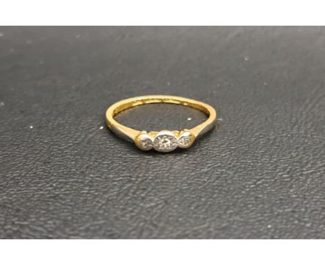 ILLUSION SET DIAMOND THREE STONE RINGon eighteen carat gold shank with platinum setting, ring size L and approximately 1.2 gr