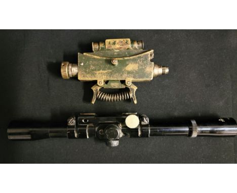 WWI CLINOMETER SIGHTmarked AK & S Ltd, numbered 8054 and dated 1915; alongside a Tracto-Technik 4x20 telescopic sight