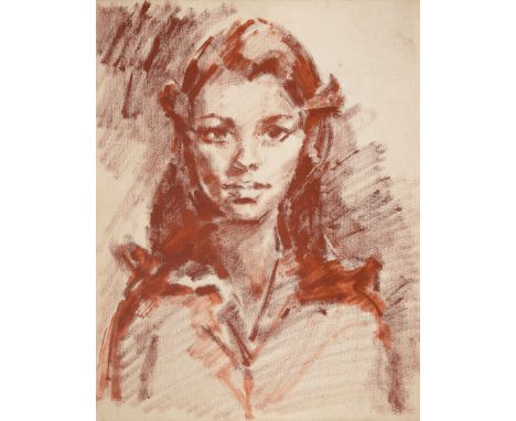 Stephen Ward,&nbsp;British 1912-1963 -&nbsp;Portrait of a woman in red;&nbsp;oil on board, 46 x 35.8 cm (ARR)&nbsp;Provenance