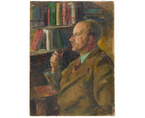 Malvina Cheek,&nbsp;British 1915-2016 -&nbsp;Man with Pipe (Reggie Shooter), 1944 (with 'Study for Military Convoy, 1940s');&