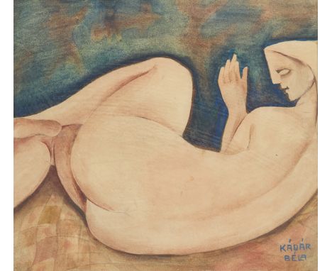 B&eacute;la K&aacute;d&aacute;r,&nbsp;Hungarian 1877&ndash;1956 -&nbsp;Reclining nude (with 'Figure studies' on the reverse);