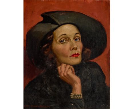 K. McDonald Holmes,&nbsp;American, mid-20th century -&nbsp;Portrait of a Lady; oil on canvas board, signed lower right 'K. Mc