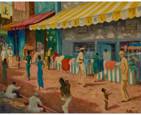 Sir Henry Elliott Blake,&nbsp;British 1902-1983 -&nbsp;Indian Market, 1942;&nbsp;oil on canvas, signed lower right 'Elliott',