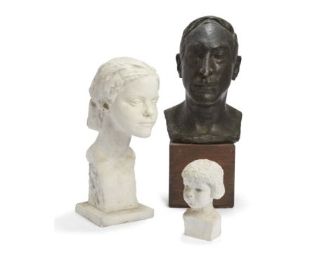 Erna Hoppe-Kinross,&nbsp;British 1875-1964 -&nbsp;Self portrait;&nbsp; plaster, H44 x W16.5 x D25 cm: together with a bronze 
